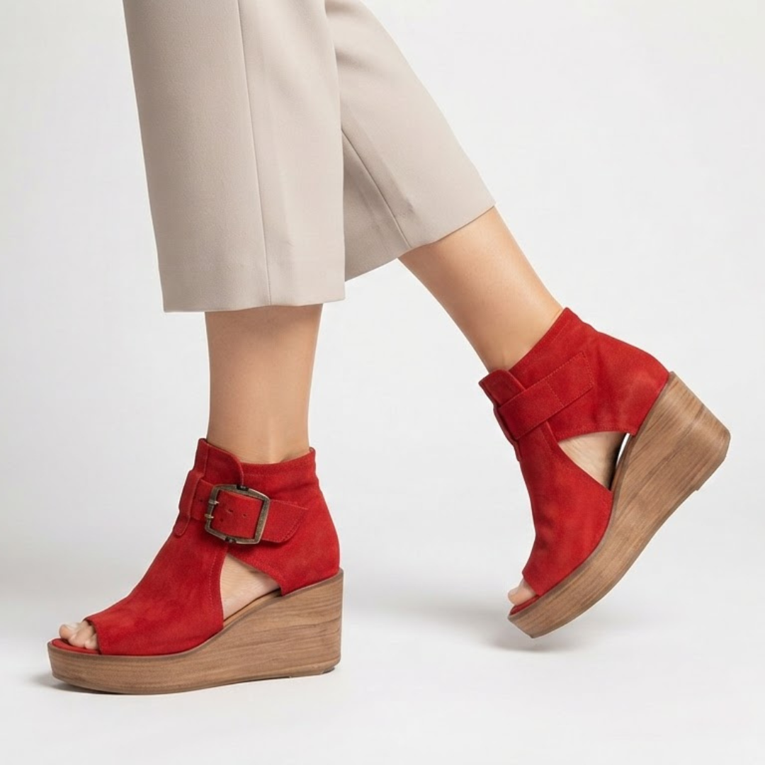 Orelia - Botines con cuña y puntera abierta de estilo moderno