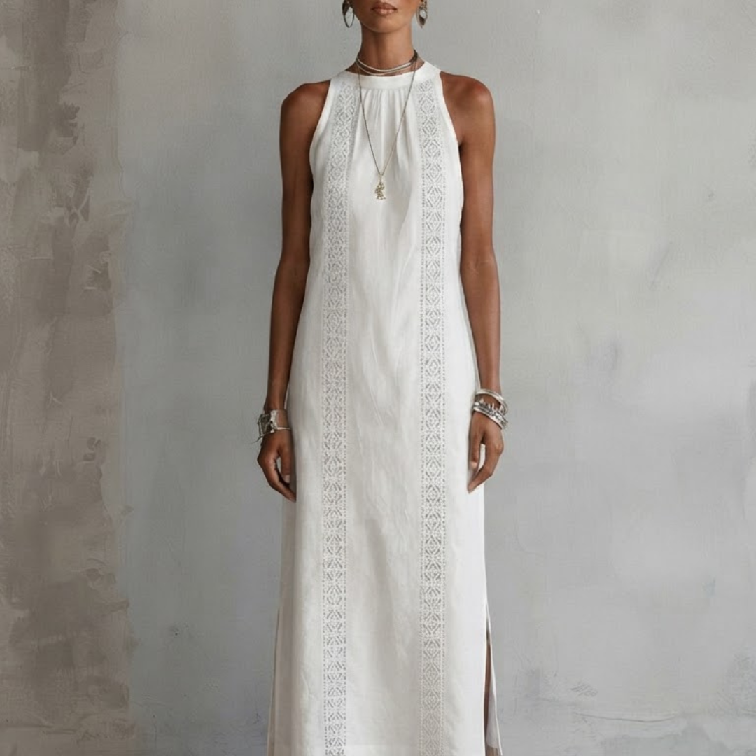 Cecilia | Vestido midi con cuello mao