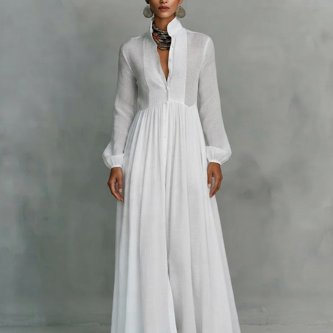 Elvira | Vestido largo minimalista con cuello alto