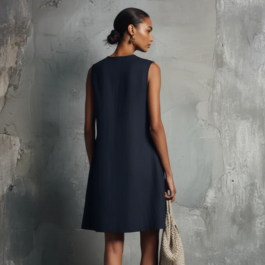 Mae | Vestido mini – Cuello redondo, sin mangas