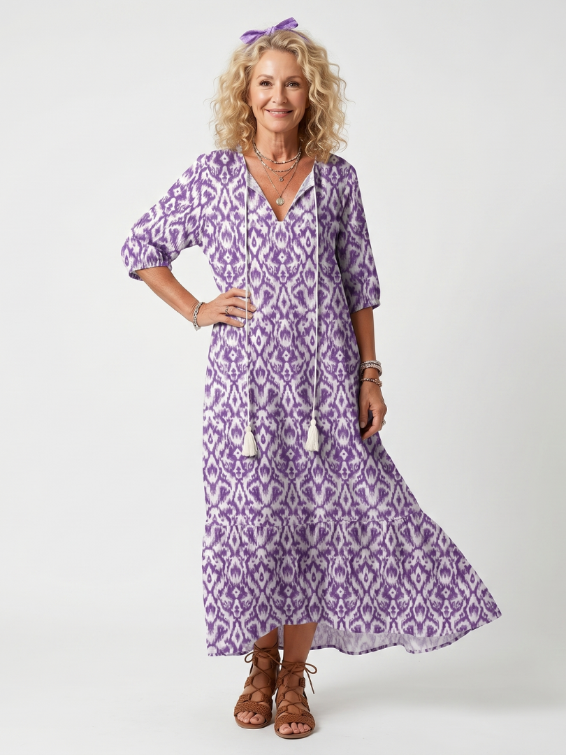 Penelope | Vestido midi estampado con lazo