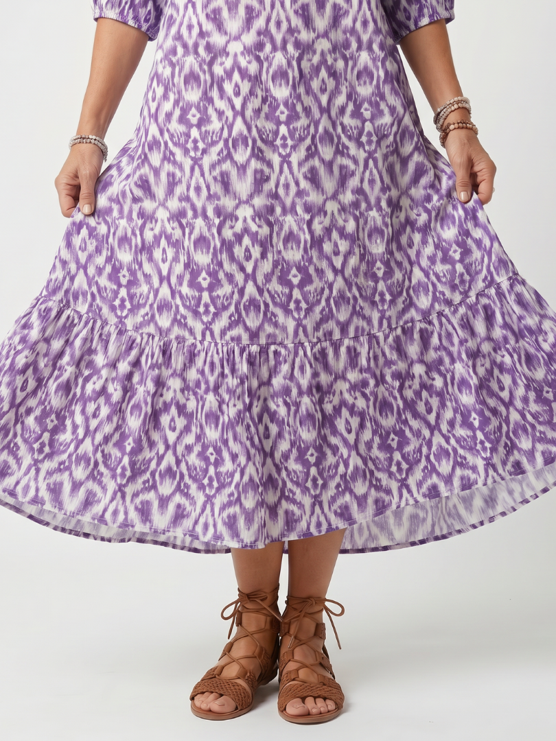 Penelope | Vestido midi estampado con lazo