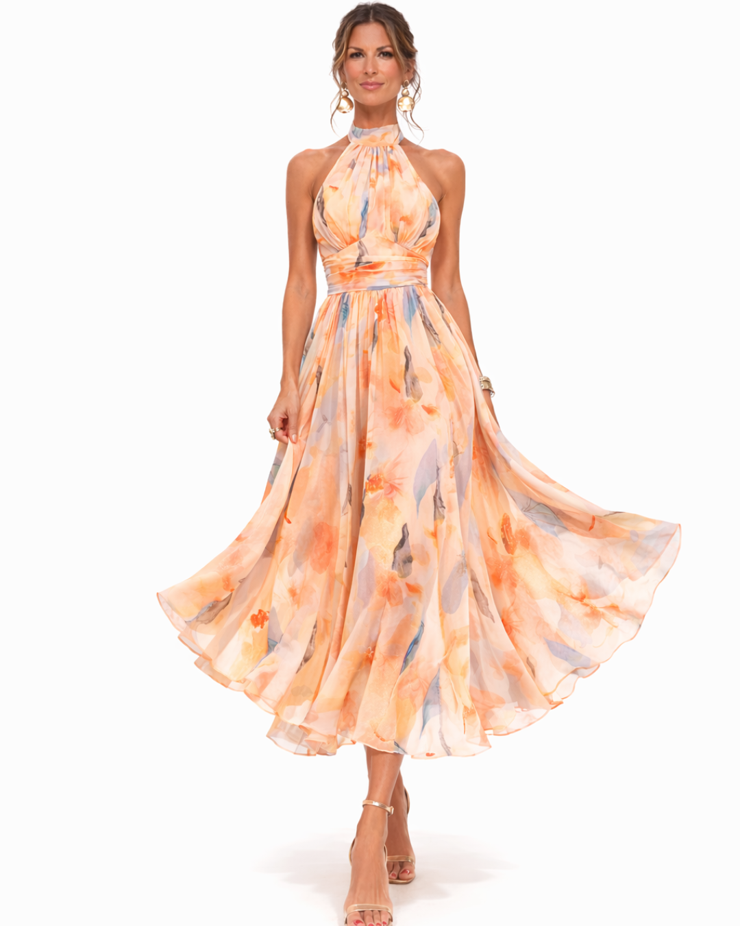 Aurora™ | Vestido con escote halter y estampado de acuarela