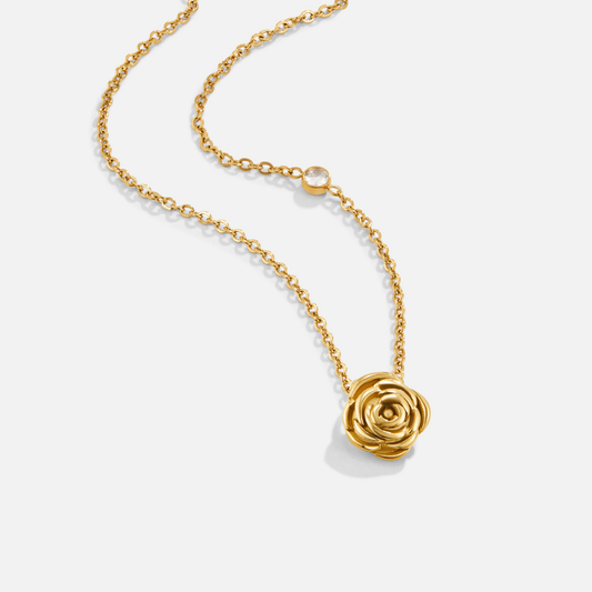 Collar con colgante rosa dorado