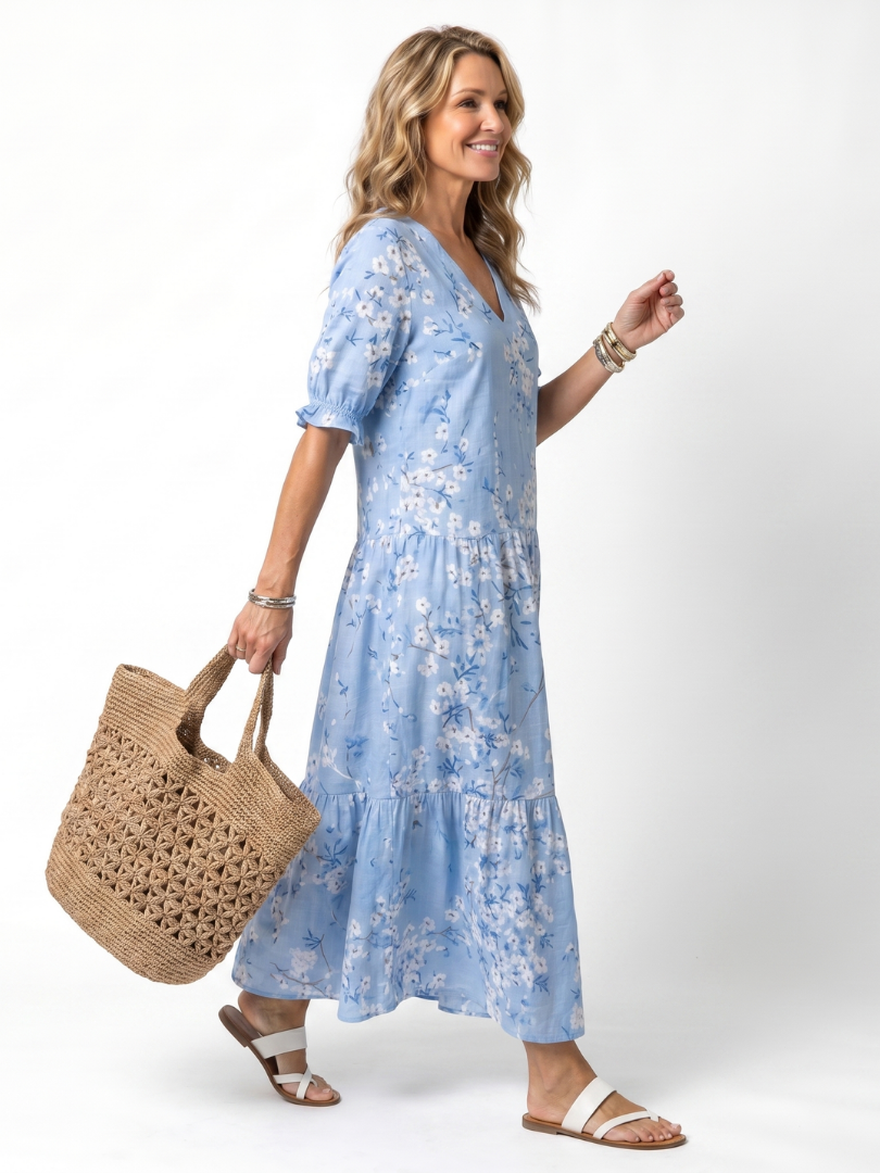 Alora | Vestido midi con lazo y estampado floral