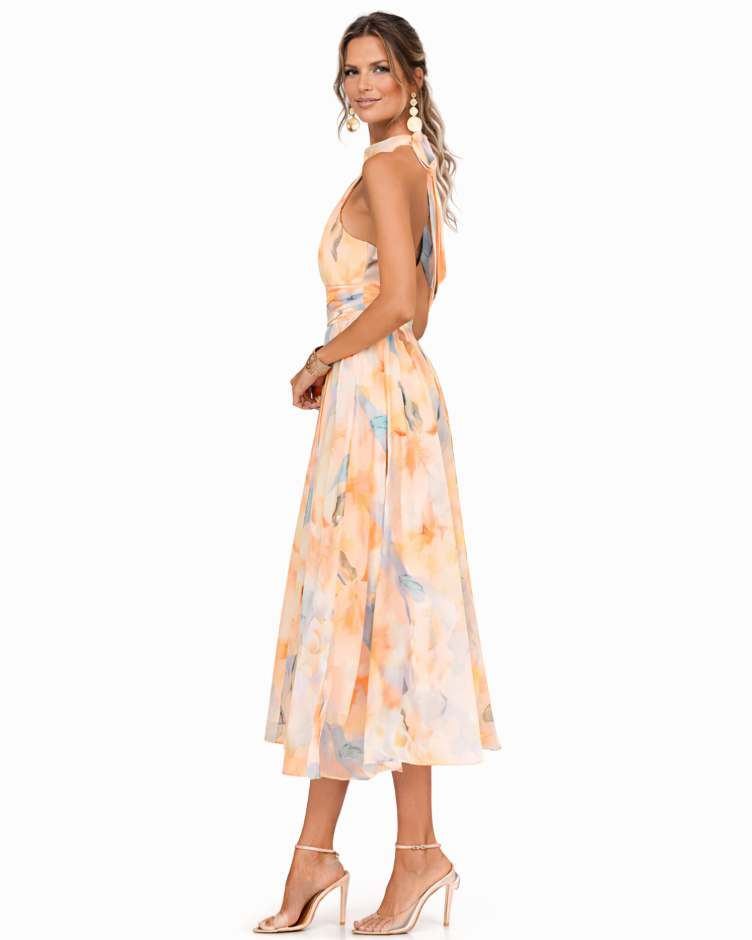 Aurora™ | Vestido con escote halter y estampado de acuarela