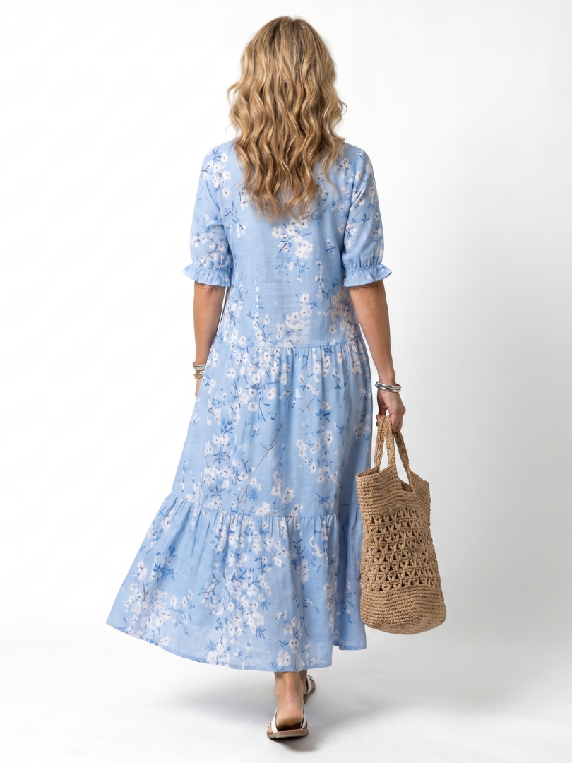 Alora | Vestido midi con lazo y estampado floral