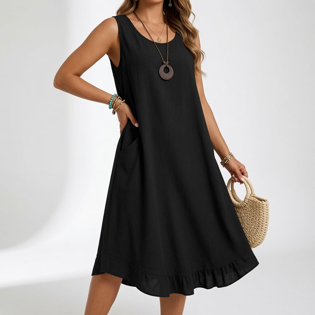 Virelia™ — Vestido fluido sin mangas, elegancia natural