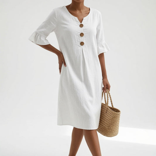 Élorise™ — Vestido fluido con botones: elegancia veraniega