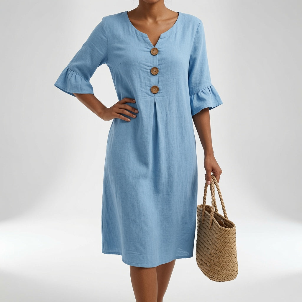 Élorise™ — Vestido fluido con botones: elegancia veraniega