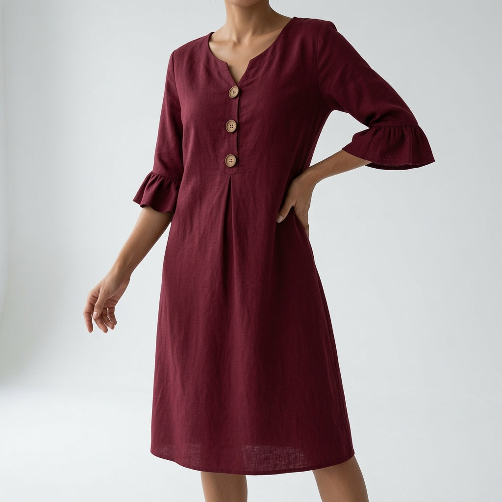 Élorise™ — Vestido fluido con botones: elegancia veraniega