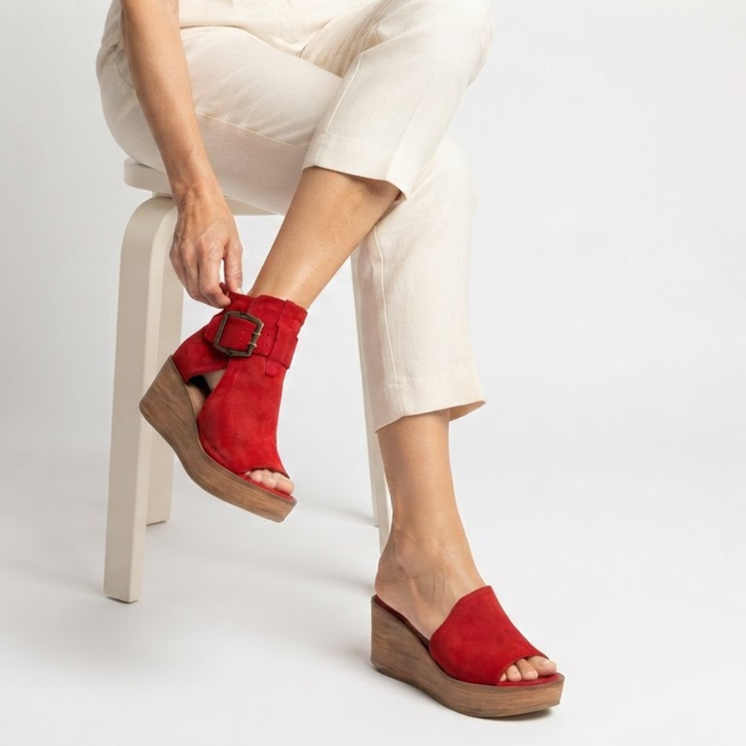 Orelia - Botines con cuña y puntera abierta de estilo moderno