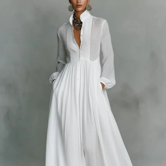 Elvira | Vestido largo minimalista con cuello alto