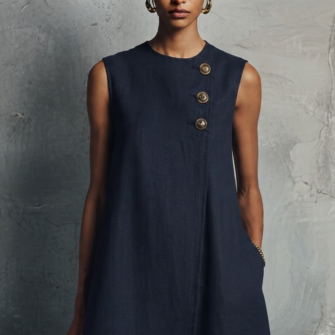 Mae | Vestido mini – Cuello redondo, sin mangas