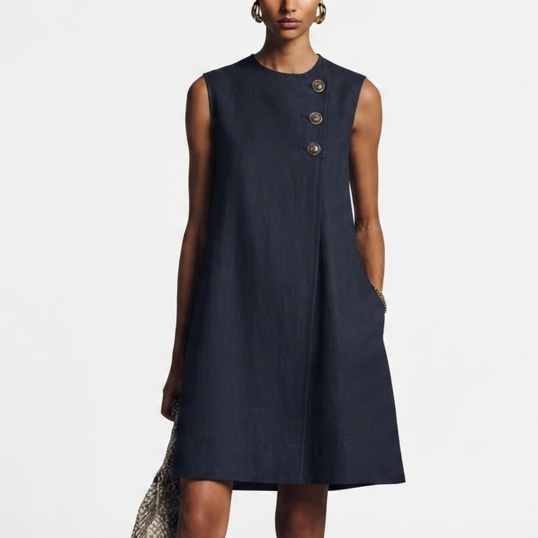 Mae | Vestido mini – Cuello redondo, sin mangas