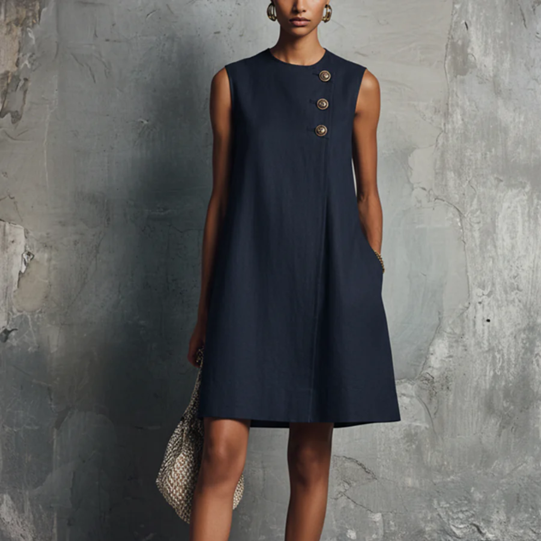 Mae | Vestido mini – Cuello redondo, sin mangas