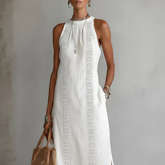 Cecilia | Vestido midi con cuello mao