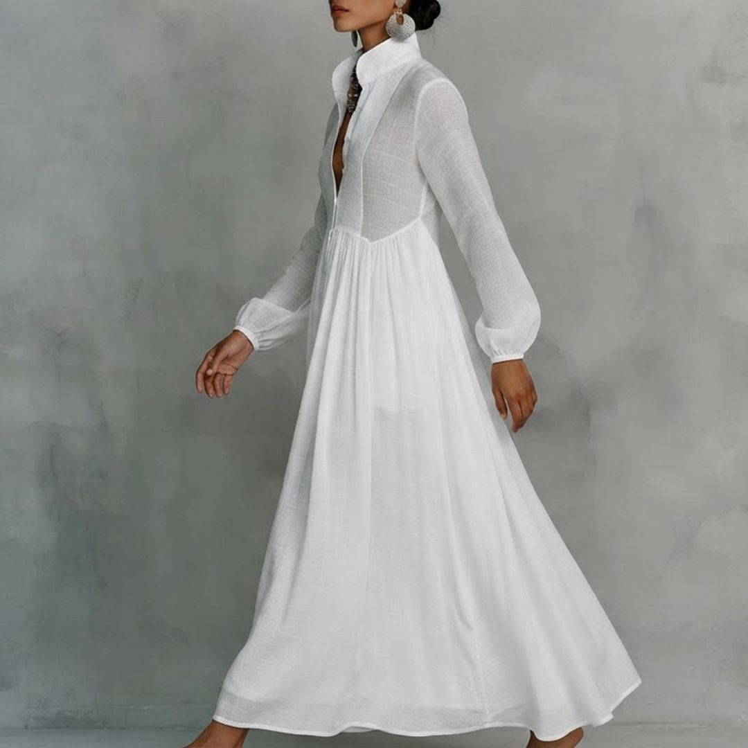 Elvira | Vestido largo minimalista con cuello alto