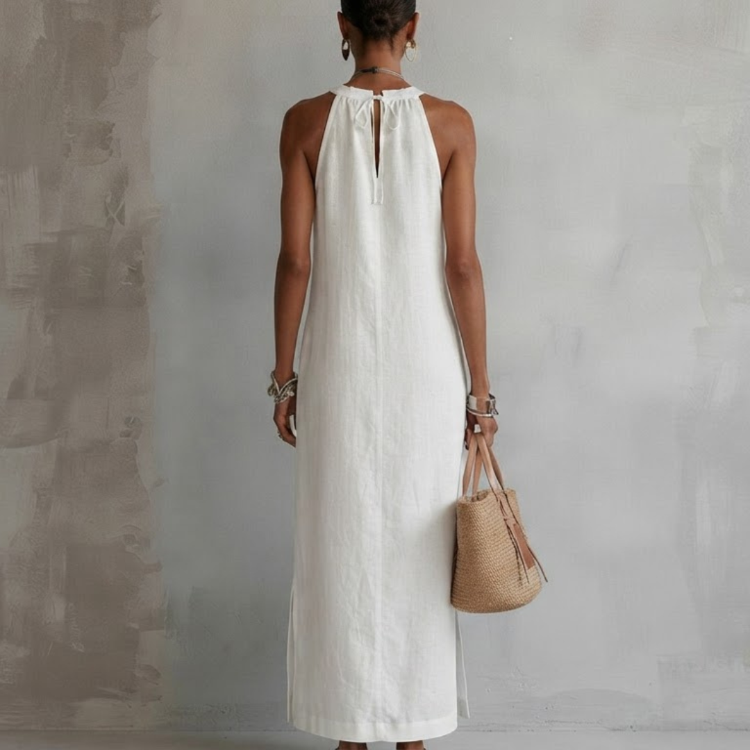 Cecilia | Vestido midi con cuello mao