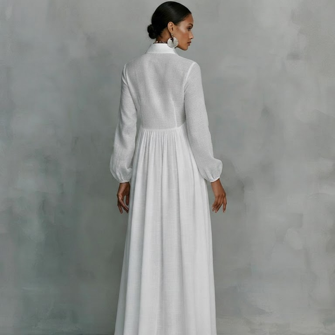Elvira | Vestido largo minimalista con cuello alto