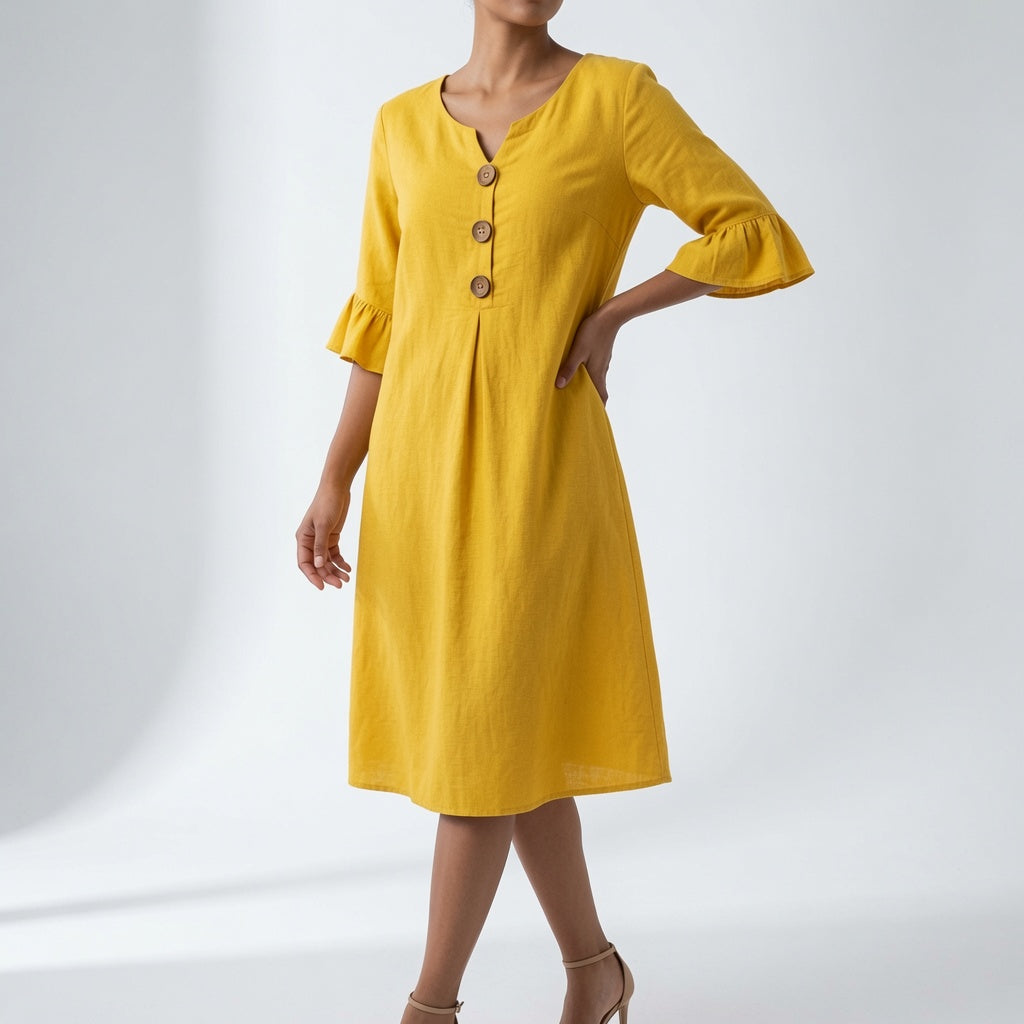 Élorise™ — Vestido fluido con botones: elegancia veraniega