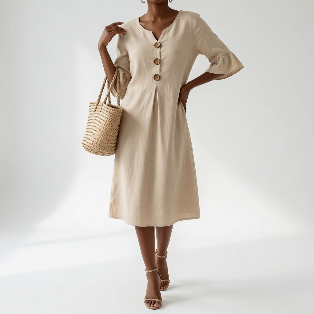Élorise™ — Vestido fluido con botones: elegancia veraniega