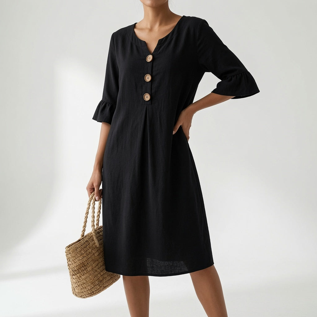 Élorise™ — Vestido fluido con botones: elegancia veraniega