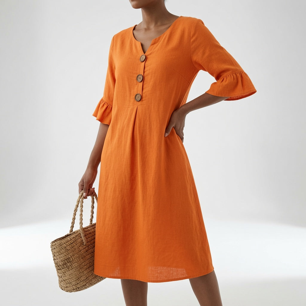 Élorise™ — Vestido fluido con botones: elegancia veraniega