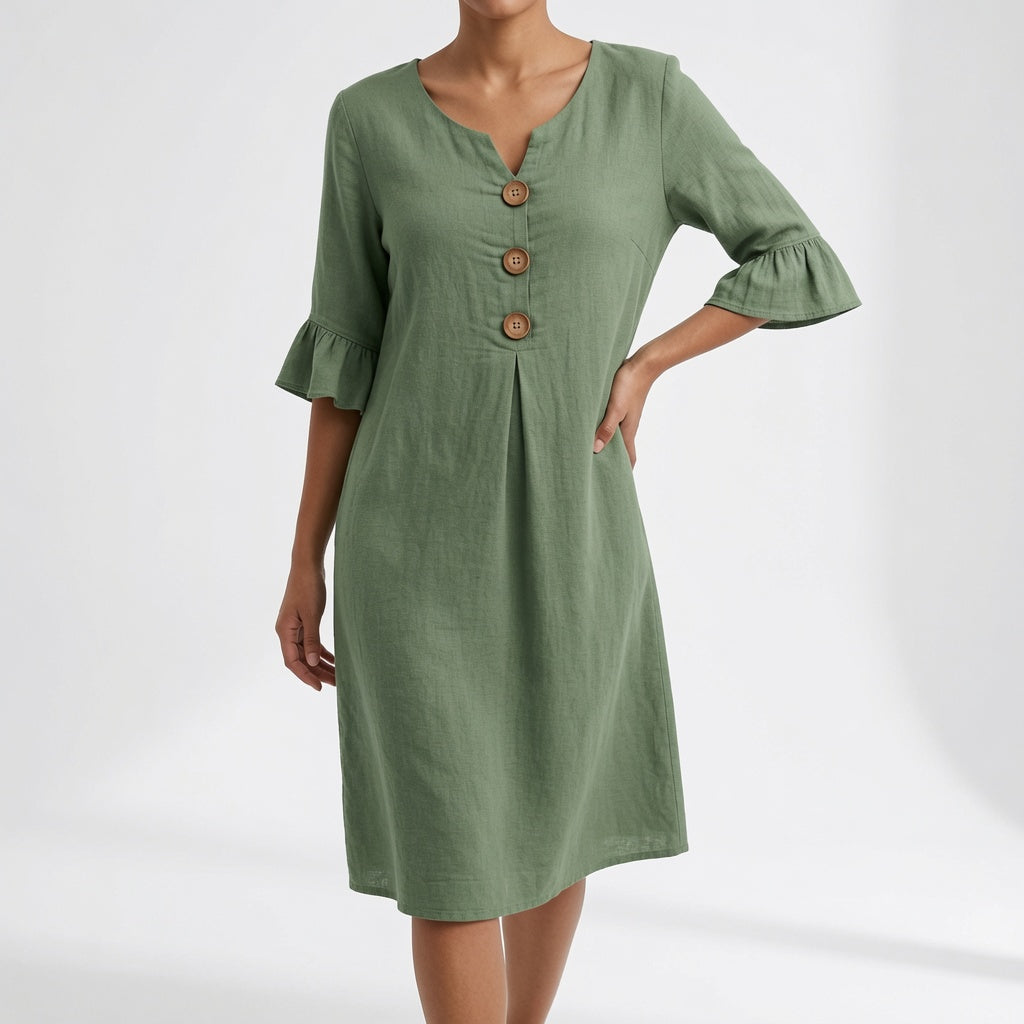 Élorise™ — Vestido fluido con botones: elegancia veraniega