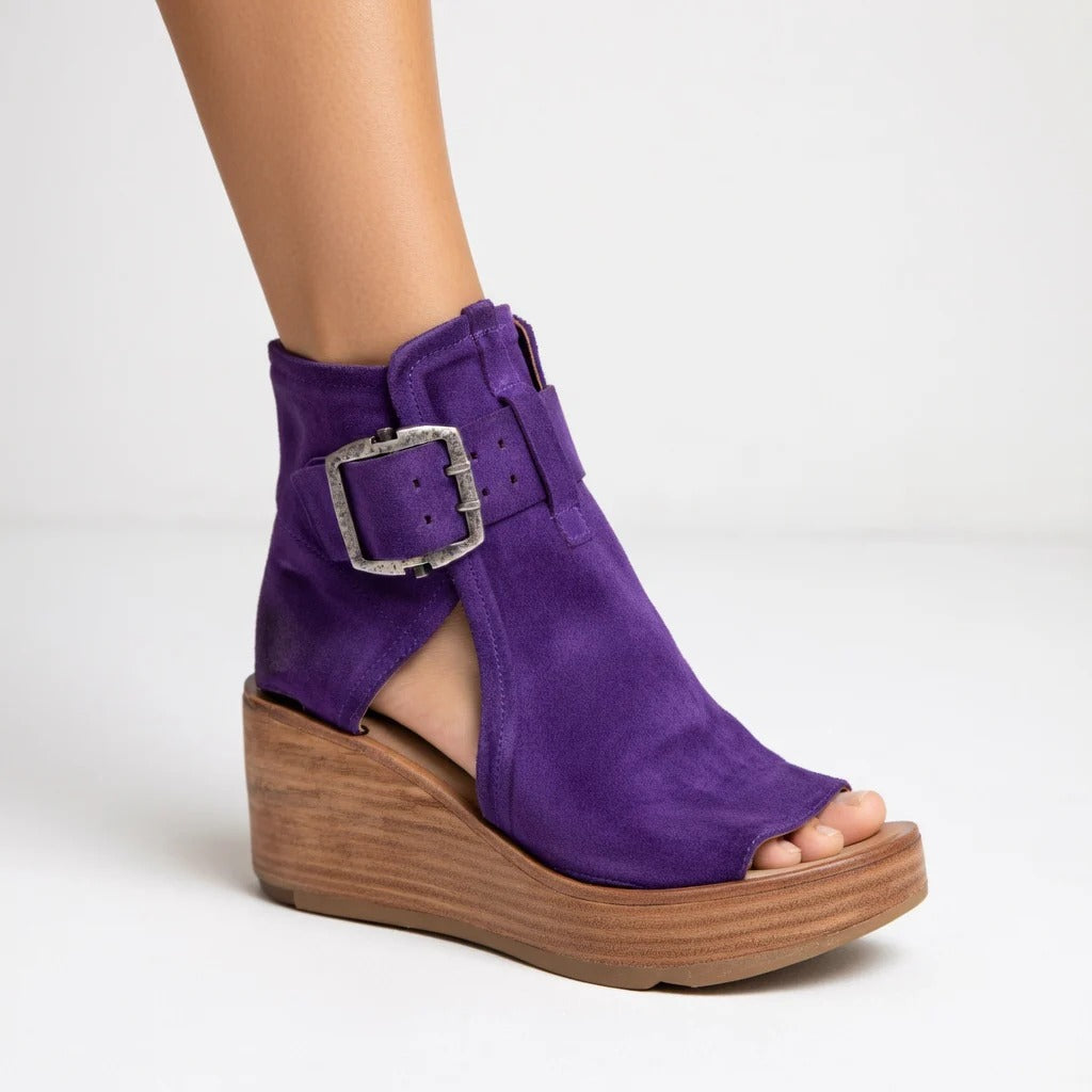 Orelia - Botines con cuña y puntera abierta de estilo moderno