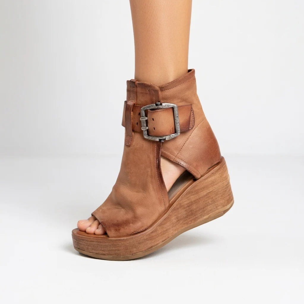 Orelia - Botines con cuña y puntera abierta de estilo moderno
